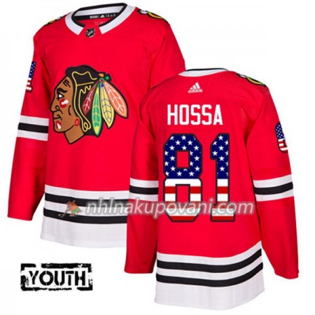 Chicago Blackhawks Dresy Marian Hossa 81 2017-2018 USA Flag Fashion Černá Adidas Authentic - Dětské Chicago Blackhawks Dresy Marian Hossa 81 2017-2018 USA Flag Fashion Černá Adidas Authentic - Dětské